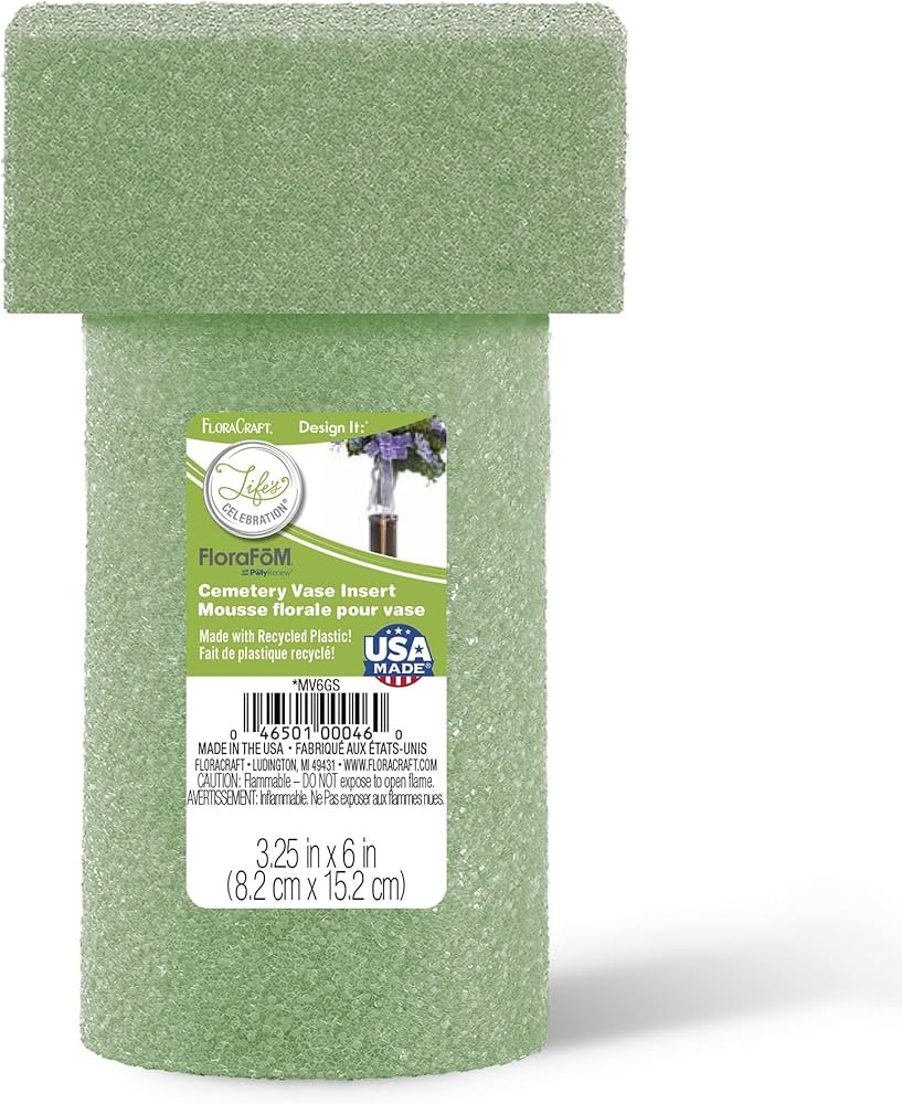 FloraCraft FloraFōM Memorial Vase Insert 3.25 Inch x 6 Inch Green | Amazon (US)