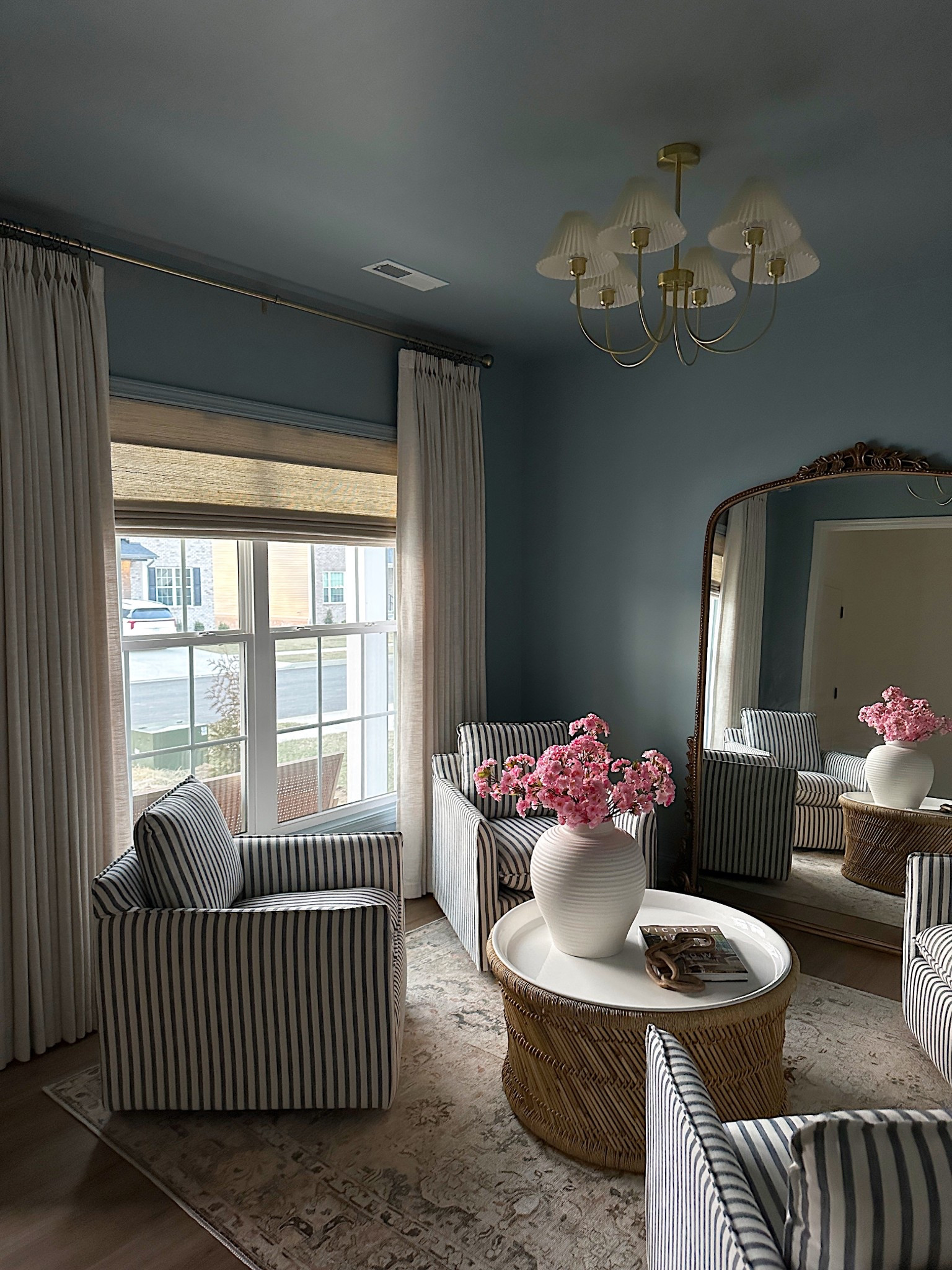 Sitting room views 😚
Linked what I could! Paint color is Stardew by Sherwin Williams. 

Curtain details: 
Ivory white french pleated
75W 101 IN
Room darkening, shading rate 75%-90%, 140 gsm polyester white
Memory shaped 

#LTKSpringSale #LTKSeasonal #LTKHome