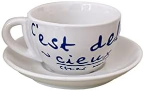 Exquisite Cup Blue Letter Ceramic Coffee Cup Afternoon Ceramic Mug Ceramictea Cup Dish Milk Tea L... | Amazon (US)