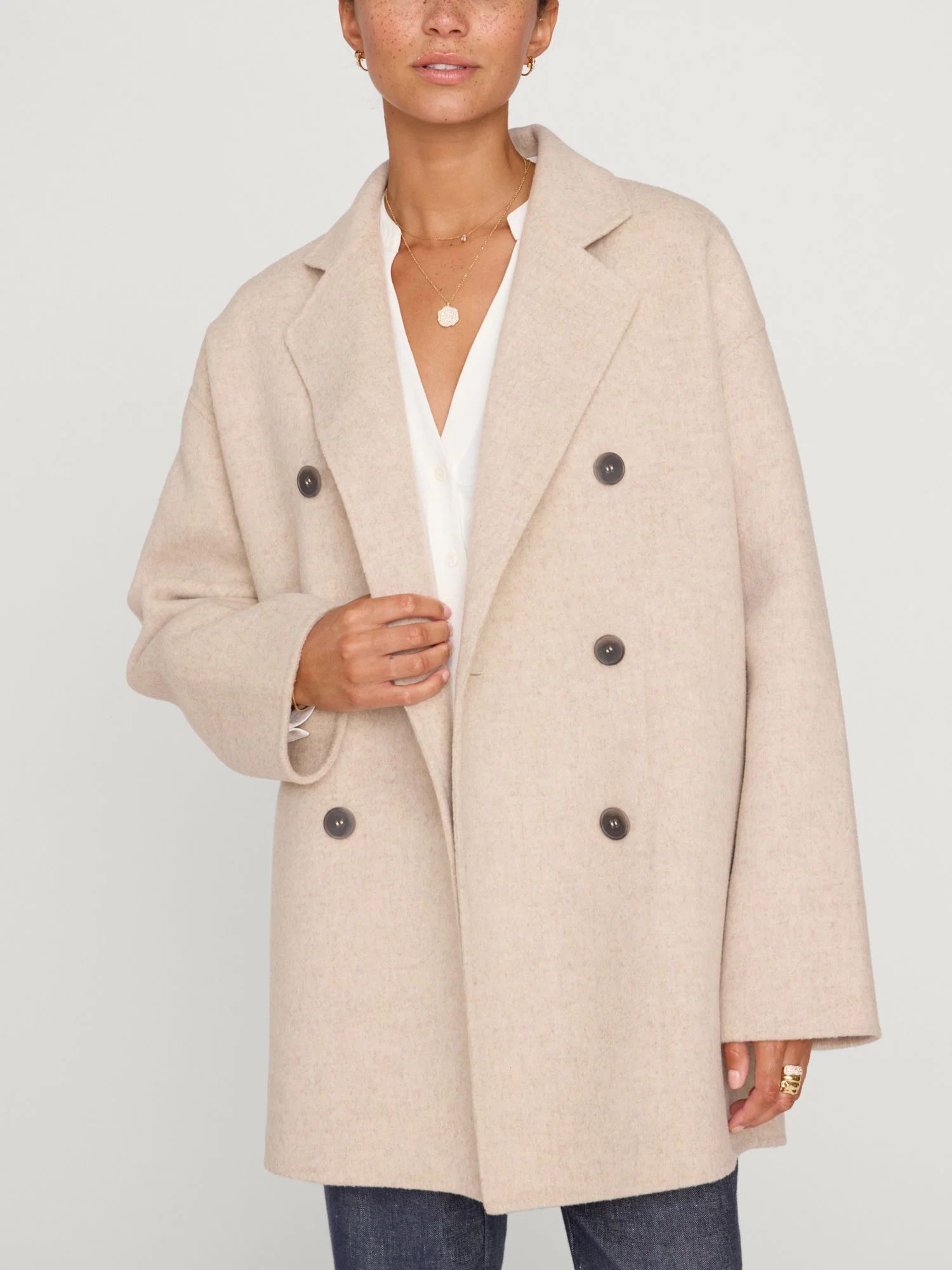 Brochu Walker | Women's Bodhi Double Breasted Coat in Chia Mélange | Brochu Walker