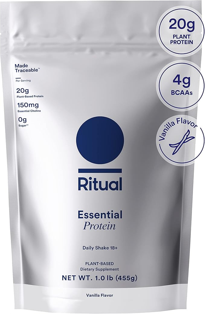 Ritual 18+ Vegan Protein Powder with BCAA: 20g Organic Pea Protein from Regenerative Farms in USA... | Amazon (US)