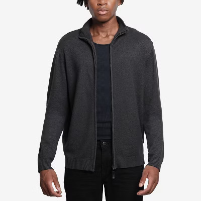 X RAY Men's Full Zip Mock Neck Sweater in HEATHER CHARCOAL Size S | Target