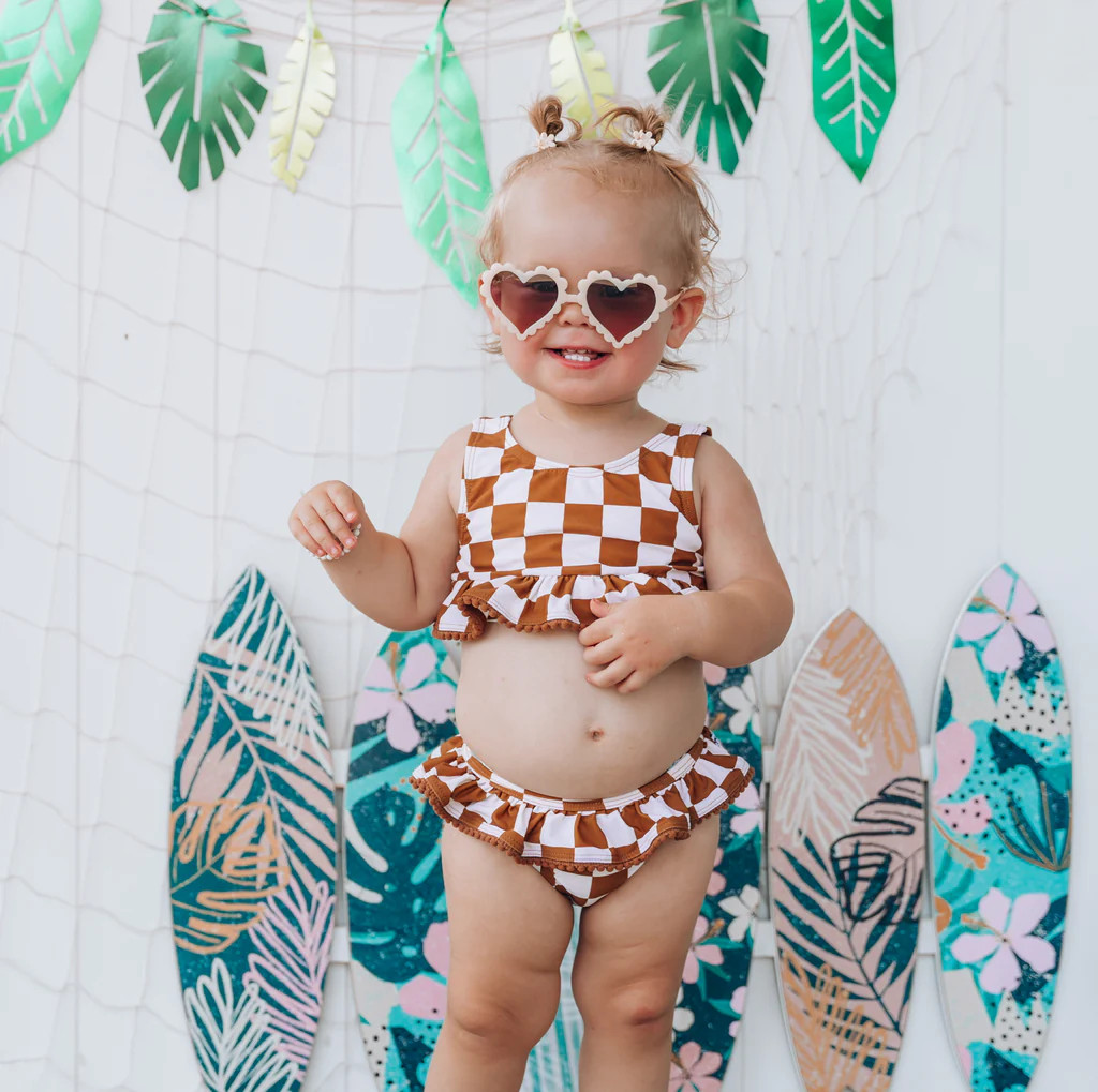 COPPER CHECKERS DREAM TANKINI TWO PIECE SWIM SUIT | Dream Big Little Co.