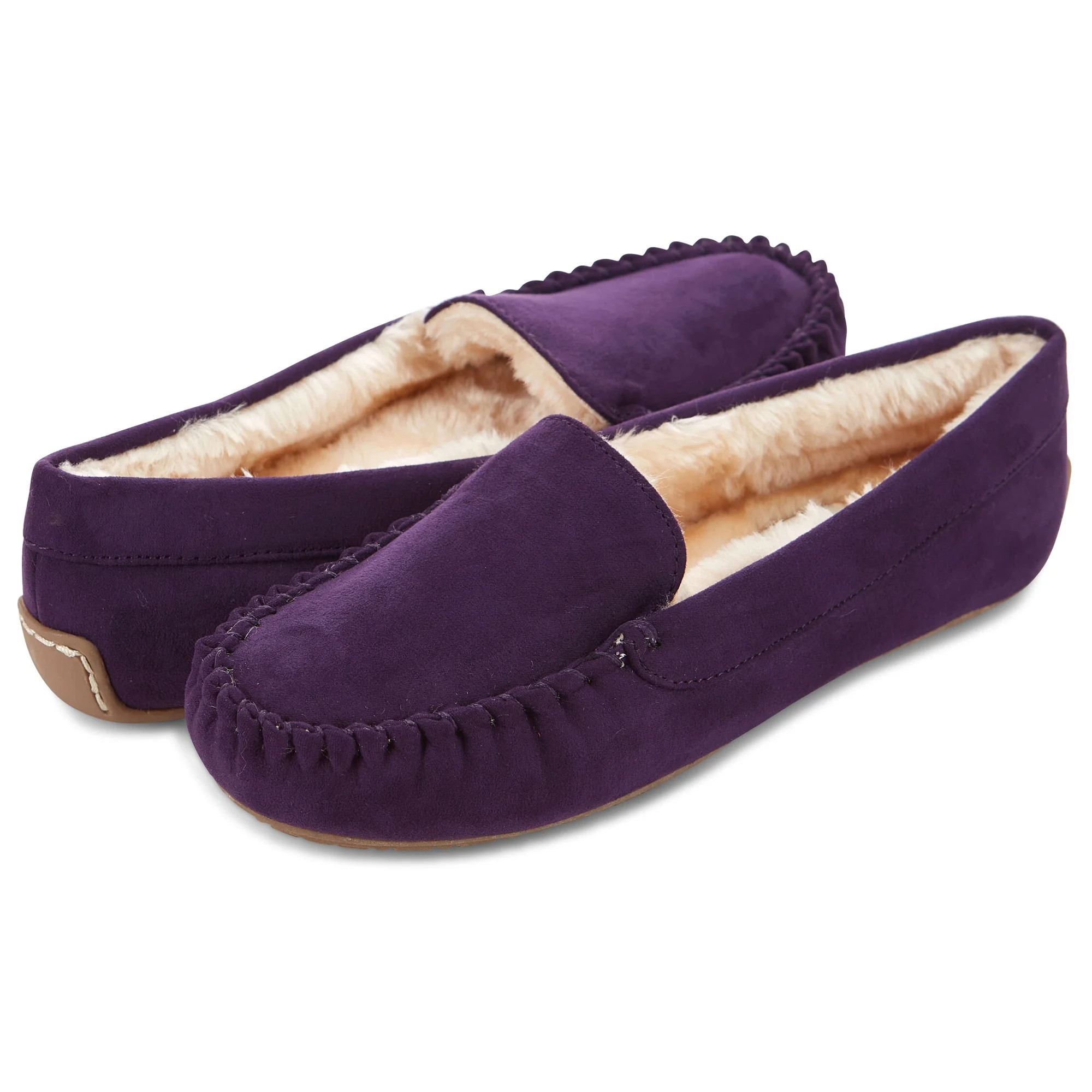 Floopi Womens Indoor/Outdoor Faux Fur Lined Basic Moccasins Slipper W/Memory Foam - Walmart.com | Walmart (US)