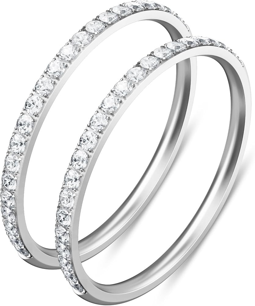 2-Pack 14K Gold Plated Stacking Rings for Oura Gen 4/Oura Gen 3, Cubic Zirconia Simulated Diamond... | Amazon (US)