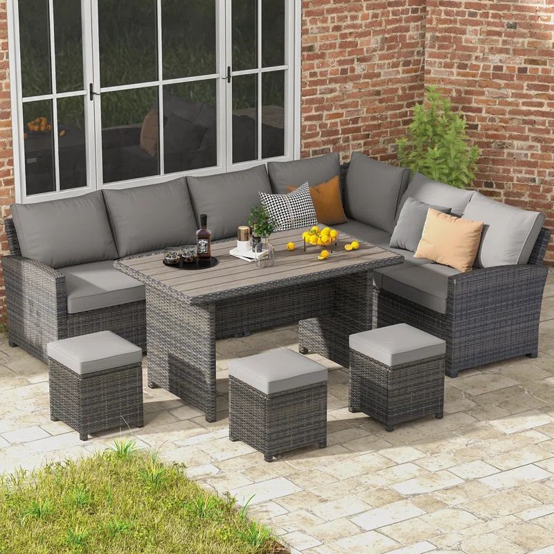 Hinesville Polyethylene (PE) Wicker 9 - Person Seating Group with Cushions | Wayfair North America