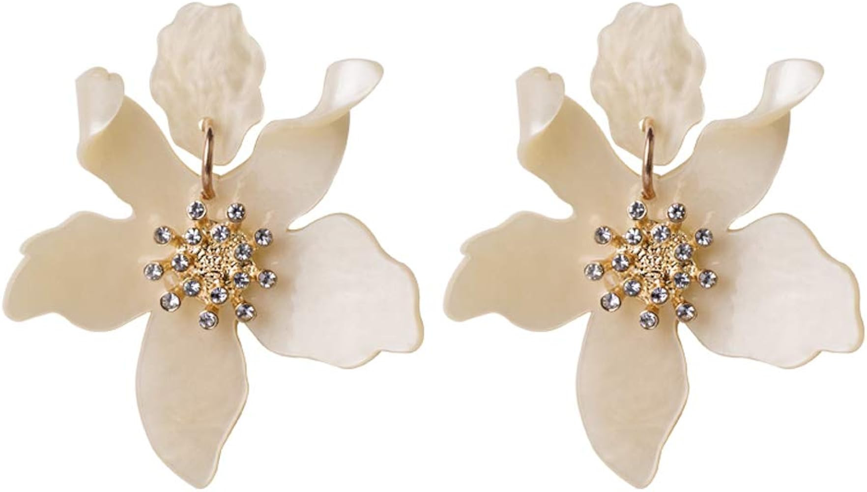 Bohemian Luxury Oversize Resin Big Flower Earrings For Women Stainless Steel Crystal Jewelry | Amazon (US)