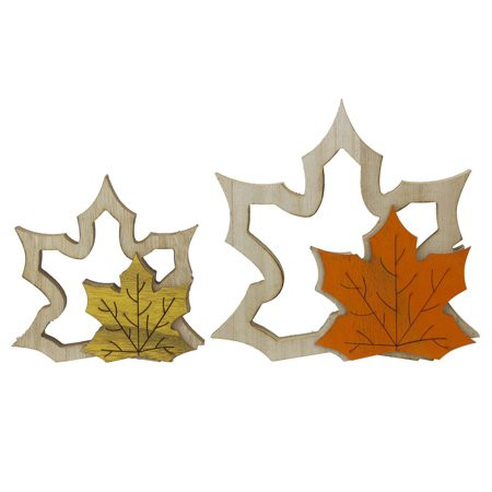 Set of 2 Brown and Orange Maple Leaf Cut-Out Thanksgiving Decoration 7.25 | Walmart (US)