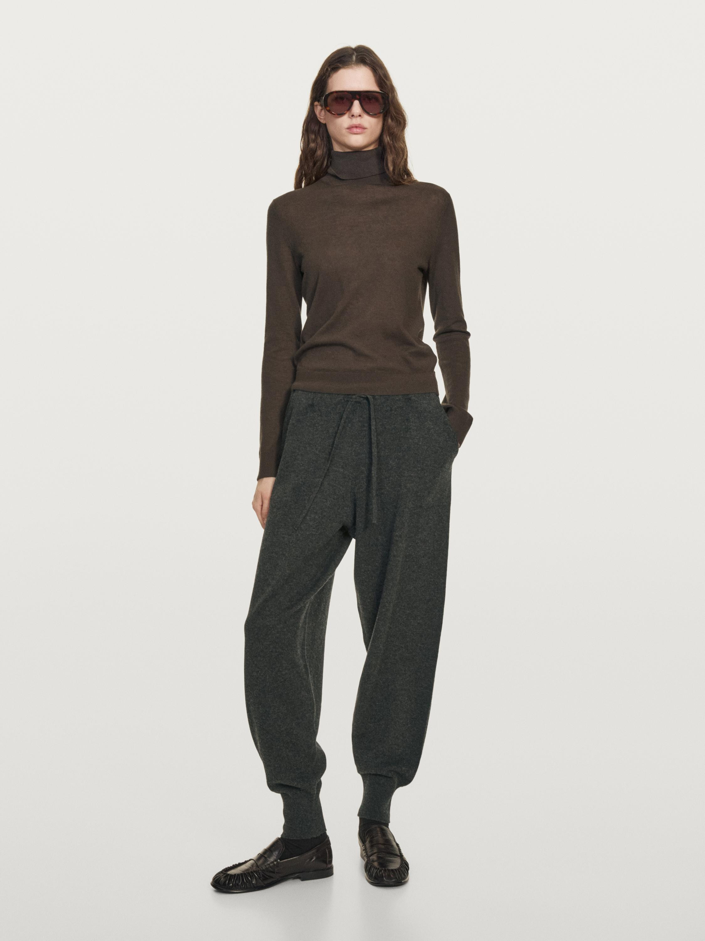 100% wool knit sarouel trousers with pockets | Massimo Dutti UK