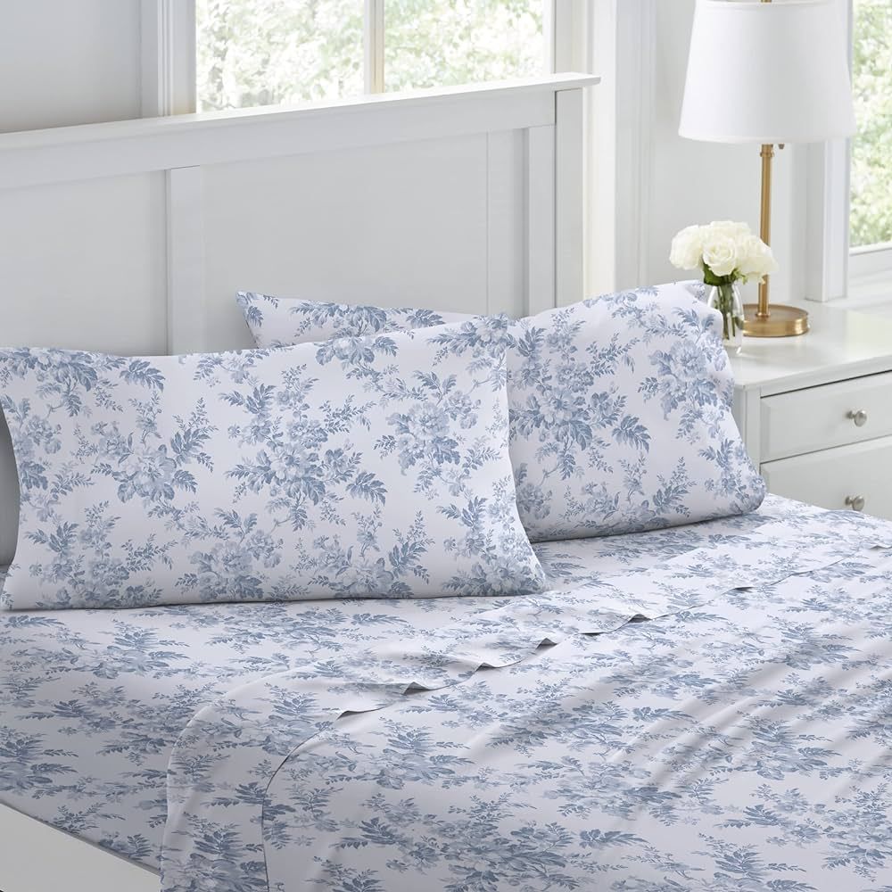 Laura Ashley Home - Twin Sheets, Cotton Flannel Bedding Set, Brushed for Extra Softness & Comfort... | Amazon (US)