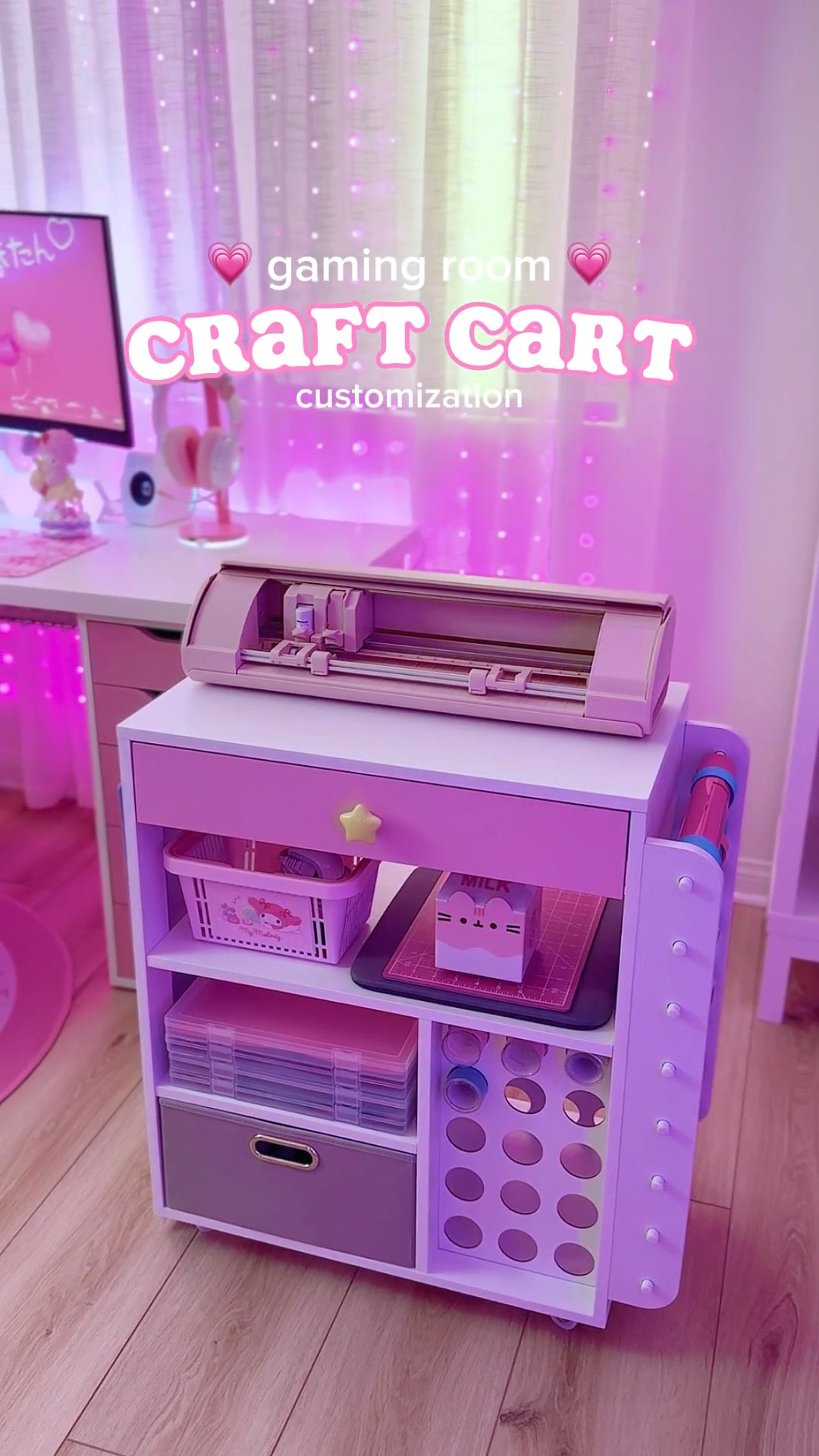 My rolling craft cart! ✂️✨🩷 I customized the drawer with pink chalk paint and the cutest star-shaped knob~ ⭐️

Linked everything below! 😍

🎀💕🎀💕🎀💕🎀

craft storage, craft cart, rolling craft cart, Cricut, Silhouette Cameo 5, vinyl cutter, vinyl cutting cart, DIY and crafts, do it yourself, craft project, customization, vinyl roll storage, HTV vinyl, how to, tutorial, craft with me, gaming room, gaming setup, cute craft ideas, craft setup, organization, organize with me

#LTKHome #LTKSaleAlert #LTKFindsUnder100
