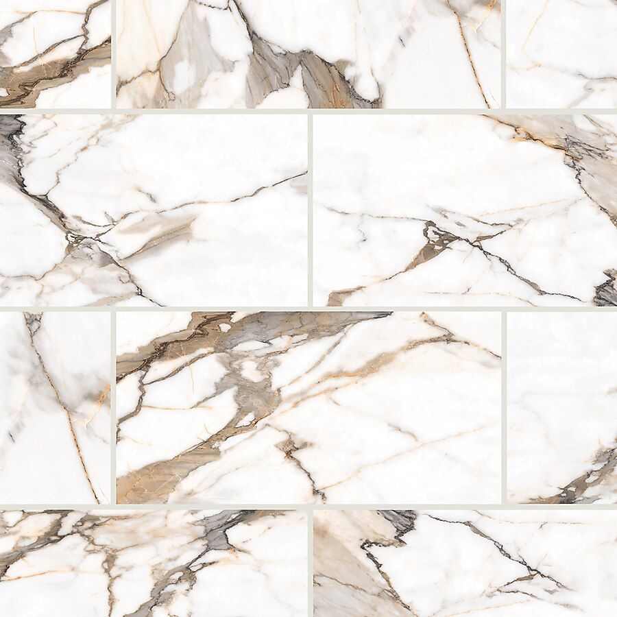 Origin 21 Calacatta Aurous Polished 24-in x 48-in Polished Porcelain Marble Look Floor and Wall T... | Lowe's