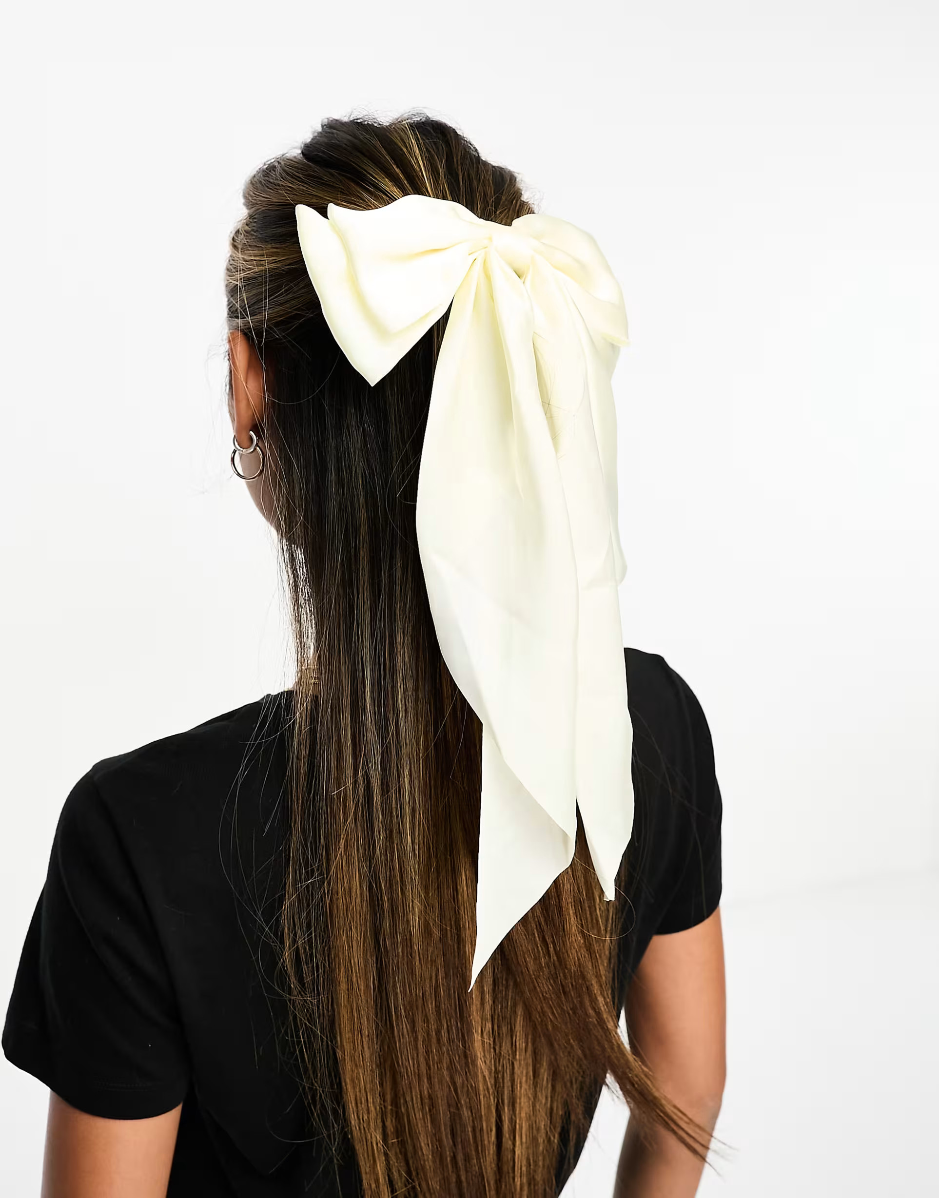 Easilocks ASOS Exclusive Oversized Satin Hair Bow - Cream | ASOS (Global)
