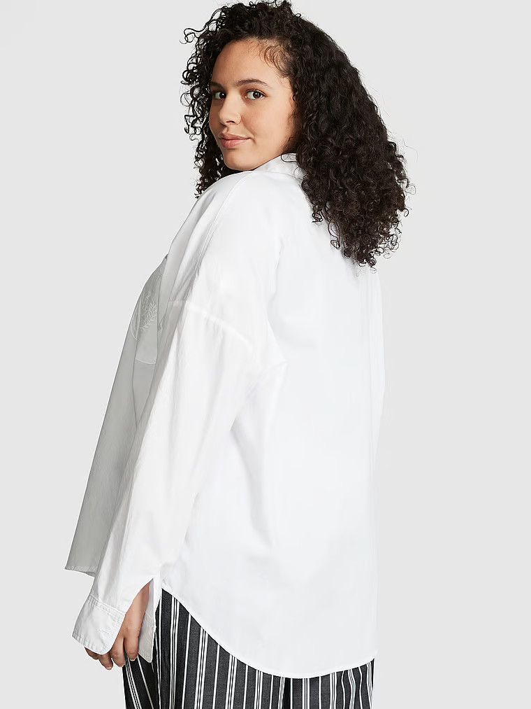 Cotton Poplin Oversized Button-Down Sleepshirt | Victoria's Secret (US / CA )