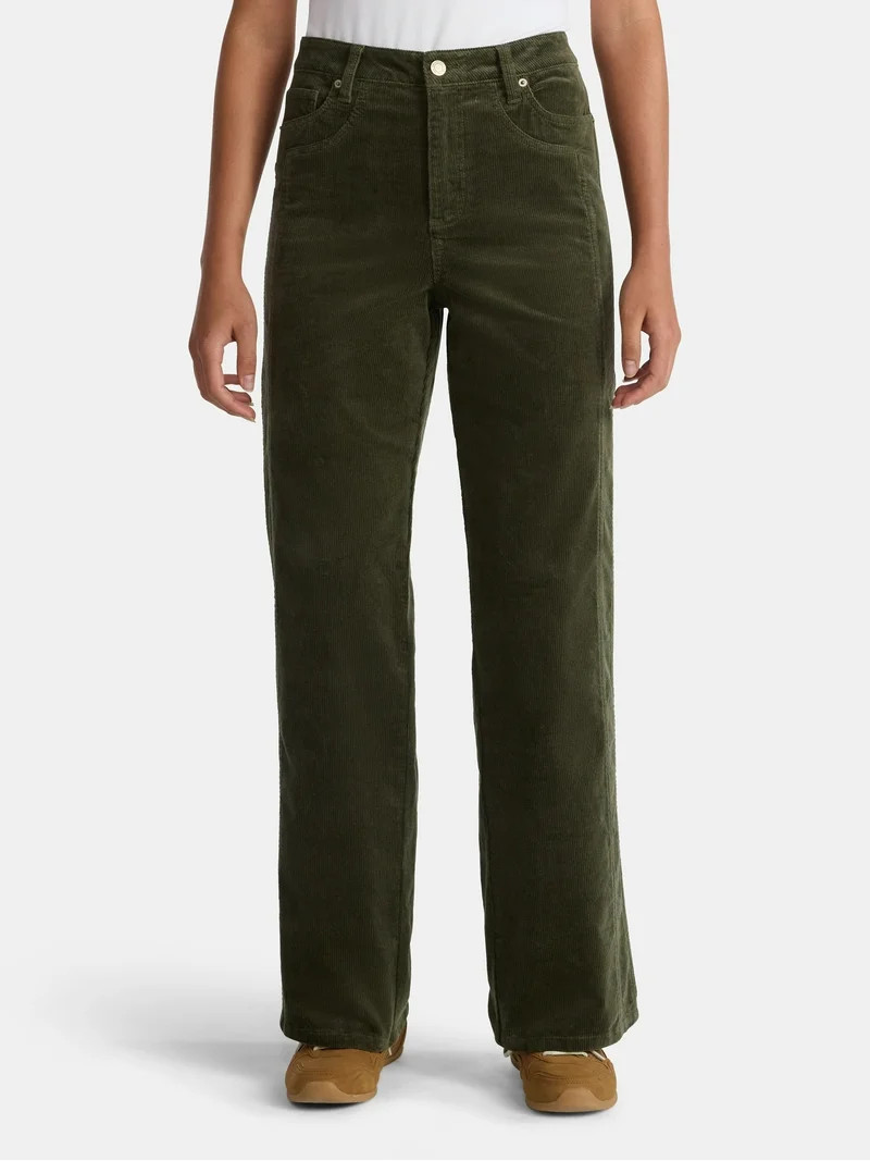 Time and Tru Women's and Women's Plus Corduroy Seamed Wide Leg Pants, 31" Inseam, Sizes 2-22 | Walmart (US)