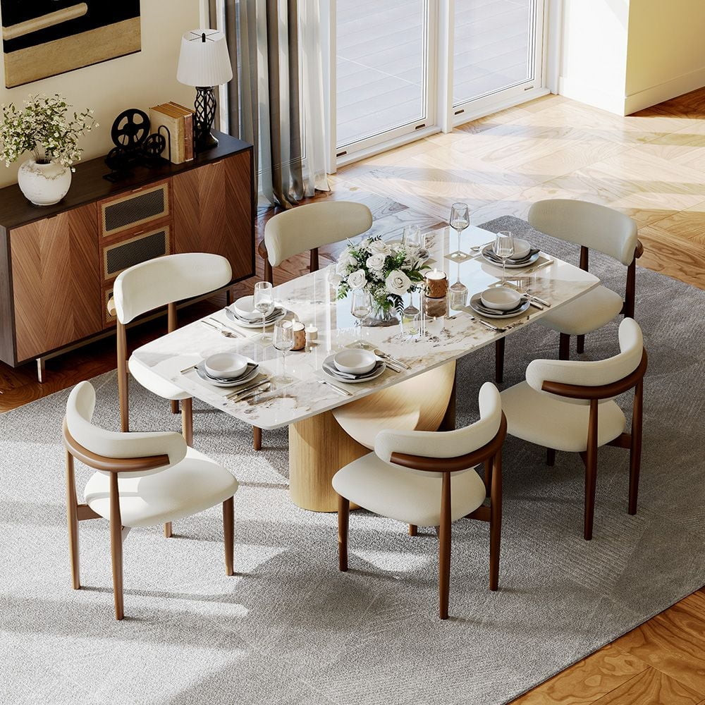 POVISON-71" Modern Minimalist Dining Table for 4-6, Hobart Gold Rectangular Glossy Sintered Stone... | Walmart (US)