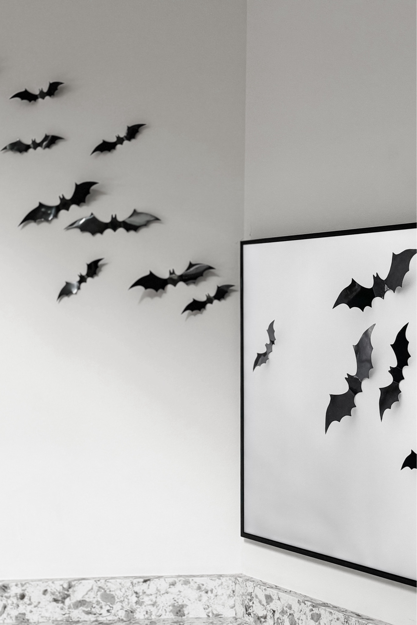 This was such a fun way to incorporate these little vinyl bats this year! We displayed some digital artwork on our Samsung Frame tv and have the vinyl bats extended beyond the edges so it looks cool with the tv on or off! 

#LTKHalloween #LTKSeasonal #LTKHome