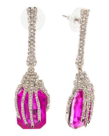 Pink Stone Skeleton Drop Earrings | TJ Maxx