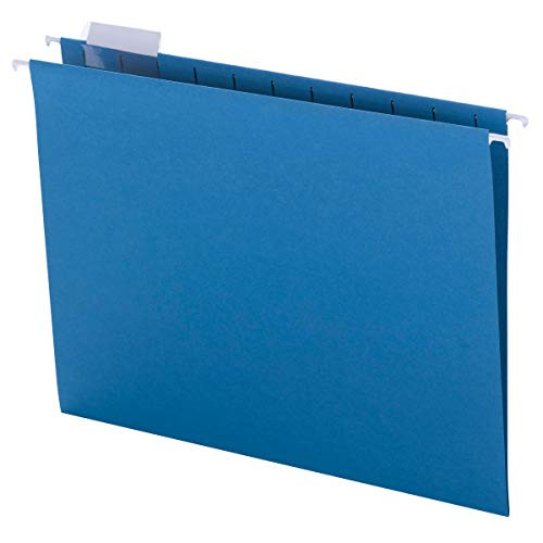 Smead Colored Hanging File Folder with Tab, 1/5-Cut Adjustable Tab, Letter Size, Sky Blue, 25 per Bo | Amazon (US)