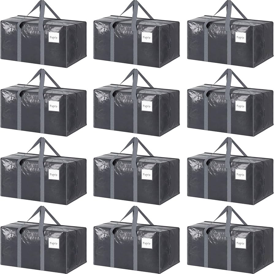12 Pack Extra Heavy Duty Large Moving Bags with Strong Zipper & Comfortable Handles, Sturdy & Dur... | Amazon (US)