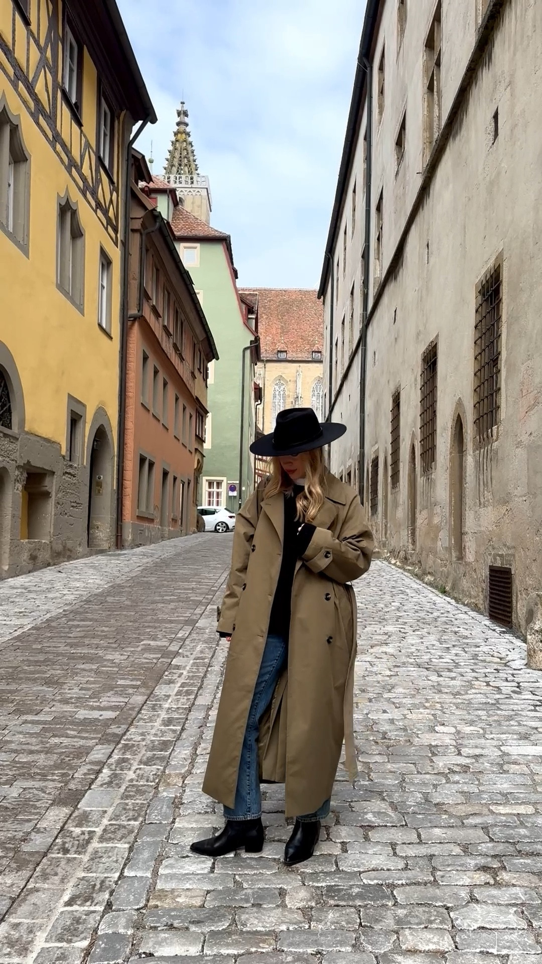 Travel look, European vacation, olive green trench coat, @Janessa Leone black wool hat, @Zara cropped straight leg jeans, spring outfit 

#LTKSeasonal #LTKOver40 #LTKTravel
