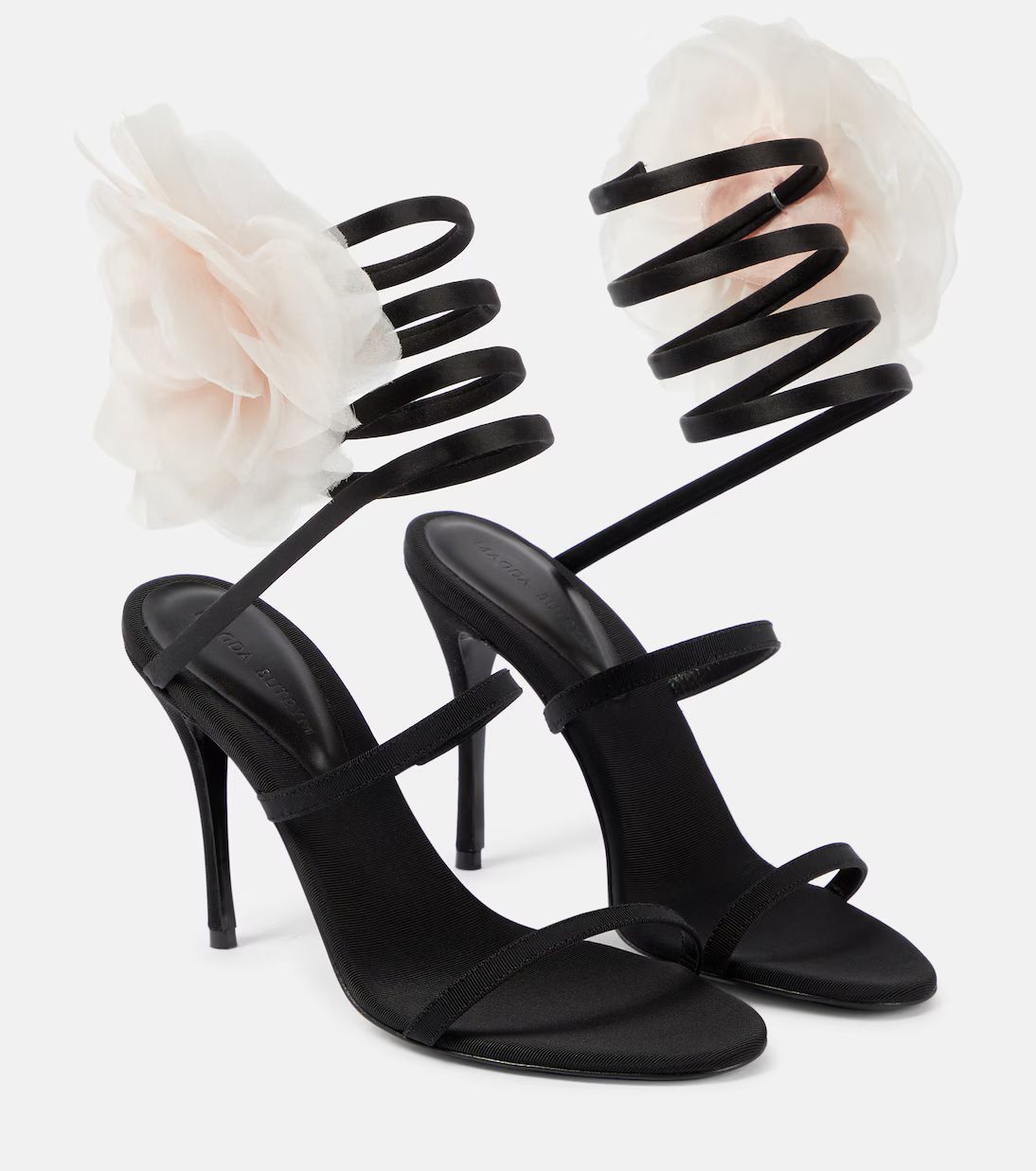 Floral-appliqué satin sandals | Mytheresa (US/CA)