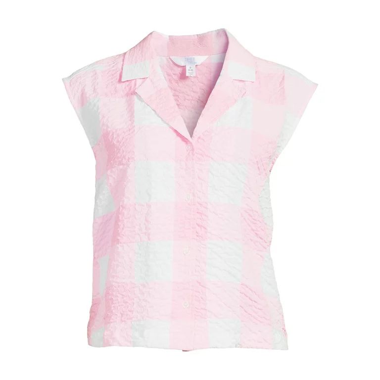 Time and Tru Women's Button Down Gingham Top | Walmart (US)