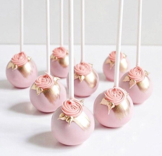 12 Cake Pops Gold Decorations Pink Cake Pops Baby Shower Macaroons Wedding Cake Pops  Birthday Sw... | Etsy (US)