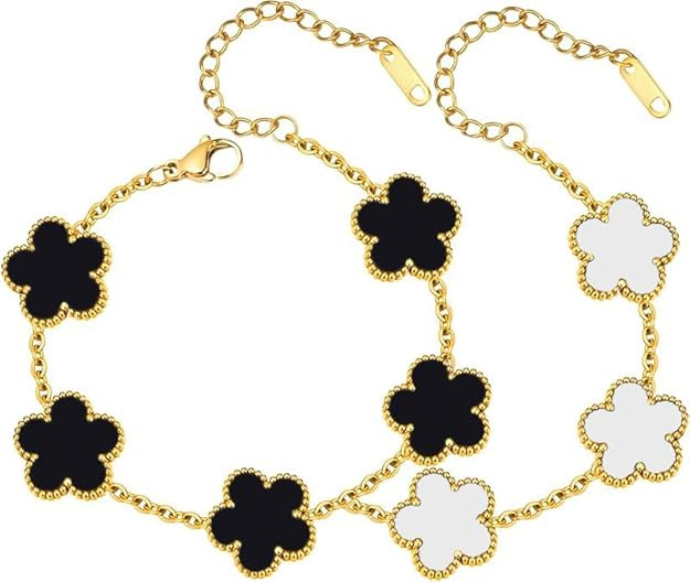 Clover Bracelet for Women 18k Gold Bracelets Flower Four Leaf Link Bracelets Trendy Jewelry Gifts... | Amazon (US)