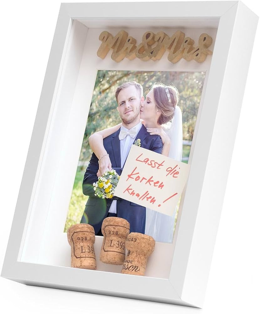 PHOTOLINI 3D-Bilderrahmen zum Befüllen A4 21x30 cm, Weiß, Bilderrahmen extra tief mit Passepart... | Amazon (DE)