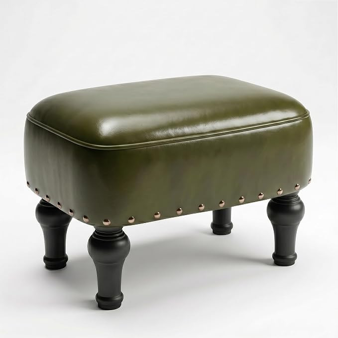 Ottoman Leather Footrest, Vintage Footstool with Hidden Storage, Thickened Foam Upholstered Seat,... | Amazon (US)