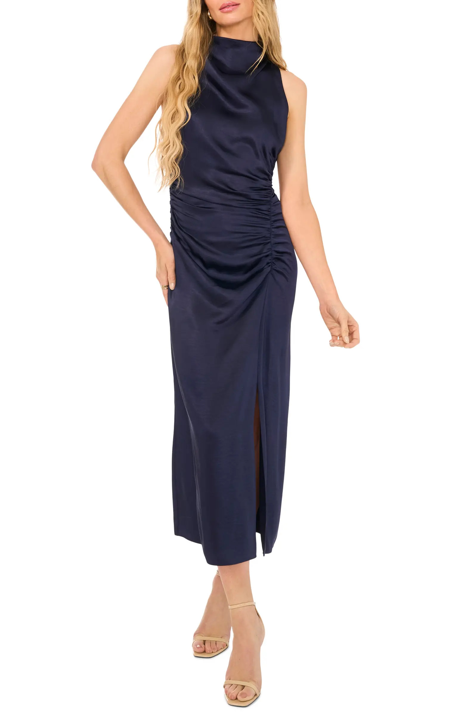 The Ayla Ruched Satin Midi Dress | Nordstrom
