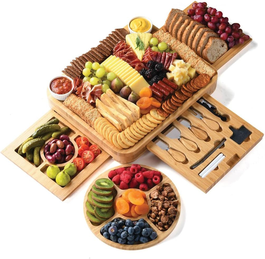 Bamboo Charcuterie Boards Gift Set - Simple Meat and Cheese Board Set with Charcuterie Board Accessories, Valentines Day Gifts for Her, Unique House Warming Gifts New Home - Home it | Amazon (US)