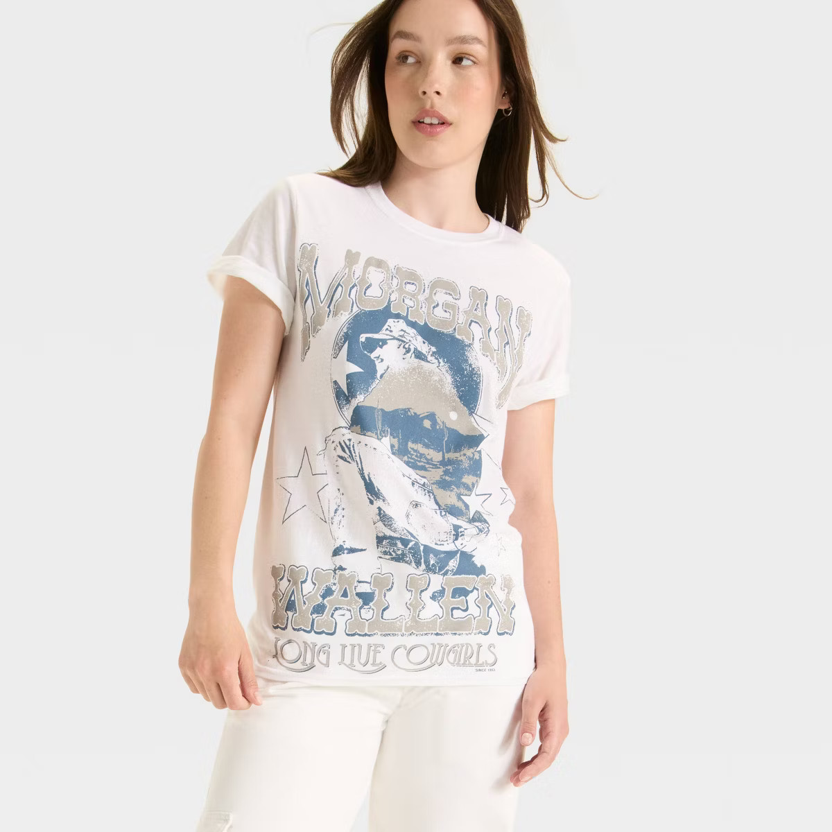 Women's Morgan Wallen Cowgirls Short Sleeve Graphic T-Shirt - White | Target