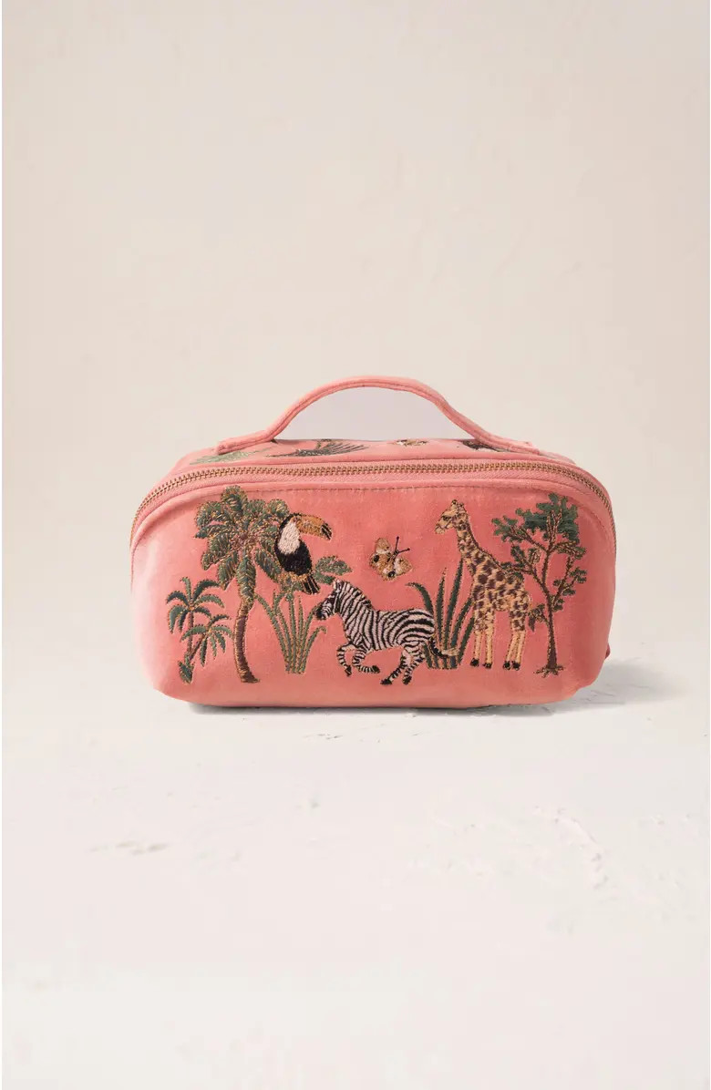 World Wildlife Velvet Open Flat Makeup Bag | Nordstrom