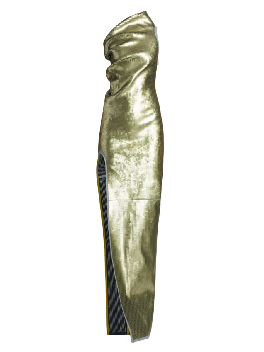 Athena Sequin Embroidered Denim Column Gown | Saks Fifth Avenue