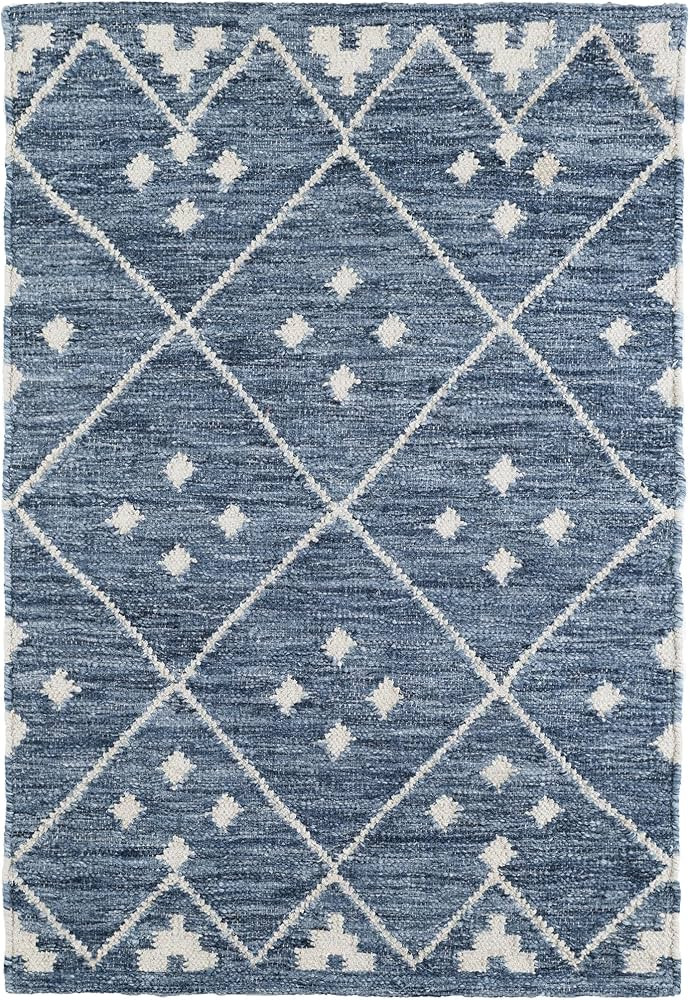 Dash and Albert Kota Wool Area Rug - 5' x 8' Indigo Diamond Handwoven Accent Rug - Durable, Low P... | Amazon (US)