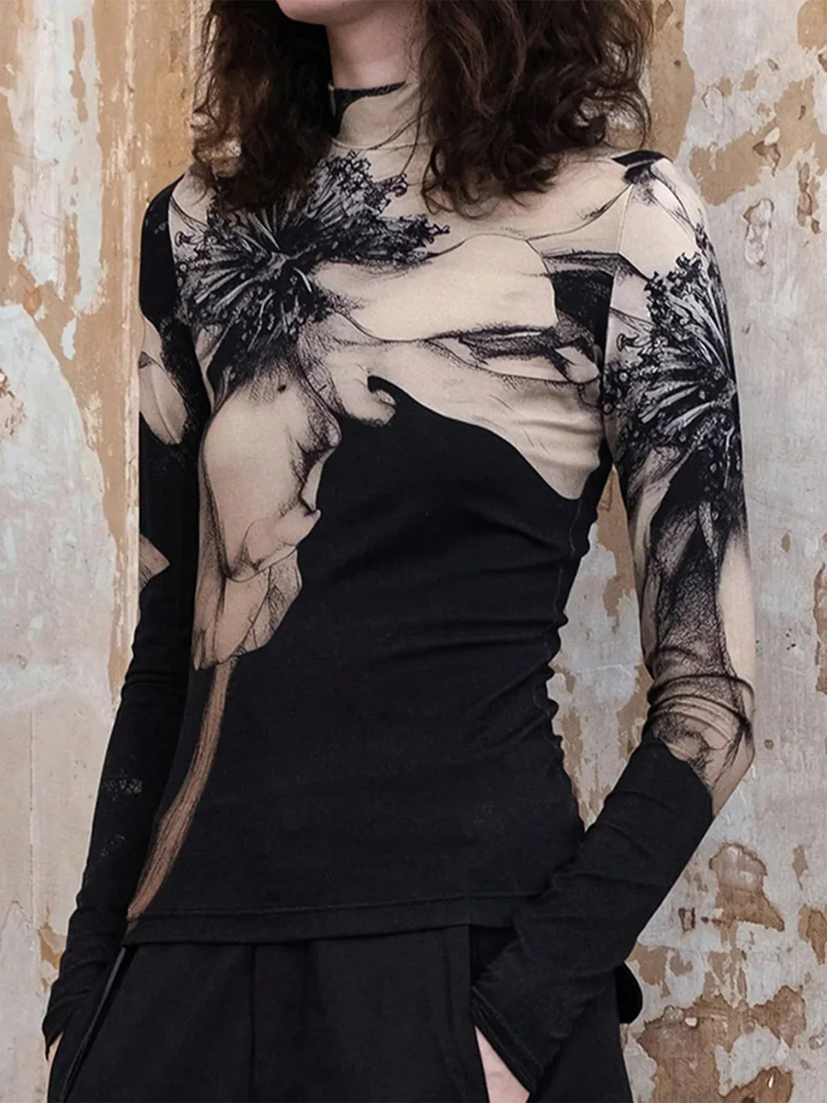 Mock-Neck Tye Dye Printed Shirt | Commense