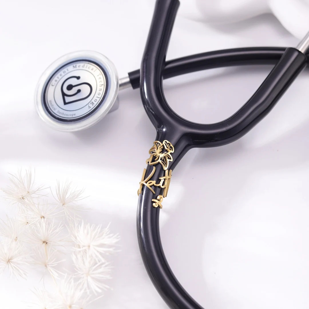 Personalized Stethoscope ID Tag With Flower, Custom Stethoscope Name Ring, Stethoscope Poppy Char... | Etsy (US)