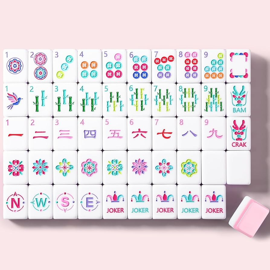 American Mahjong Game Set, 160 Pink Layered Mah Jong Tiles with Tile Bag, Gift-Ready Storage Box,... | Amazon (US)