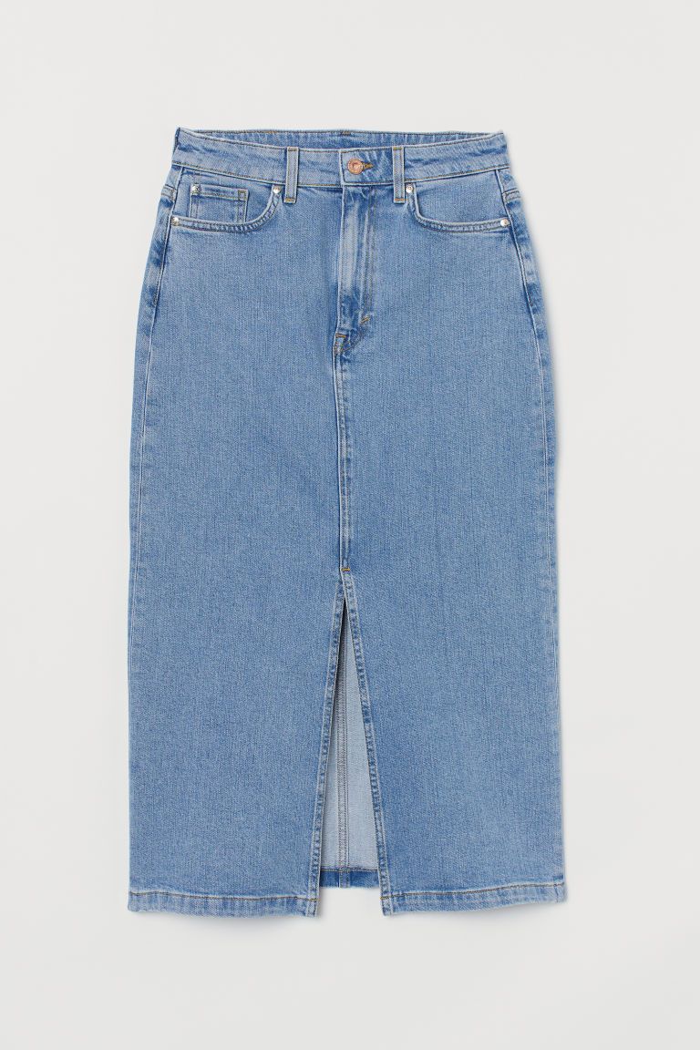 H & M - Calf-length Denim Skirt - Blue | H&M (US + CA)