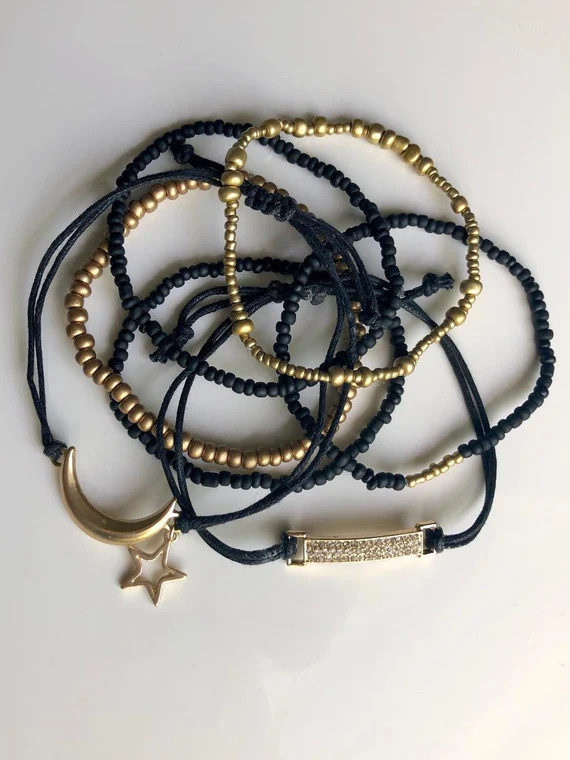 Moon Star, string bracelets, boho, handmade, beaded bracelets, minimalist jewelry | Etsy (US)