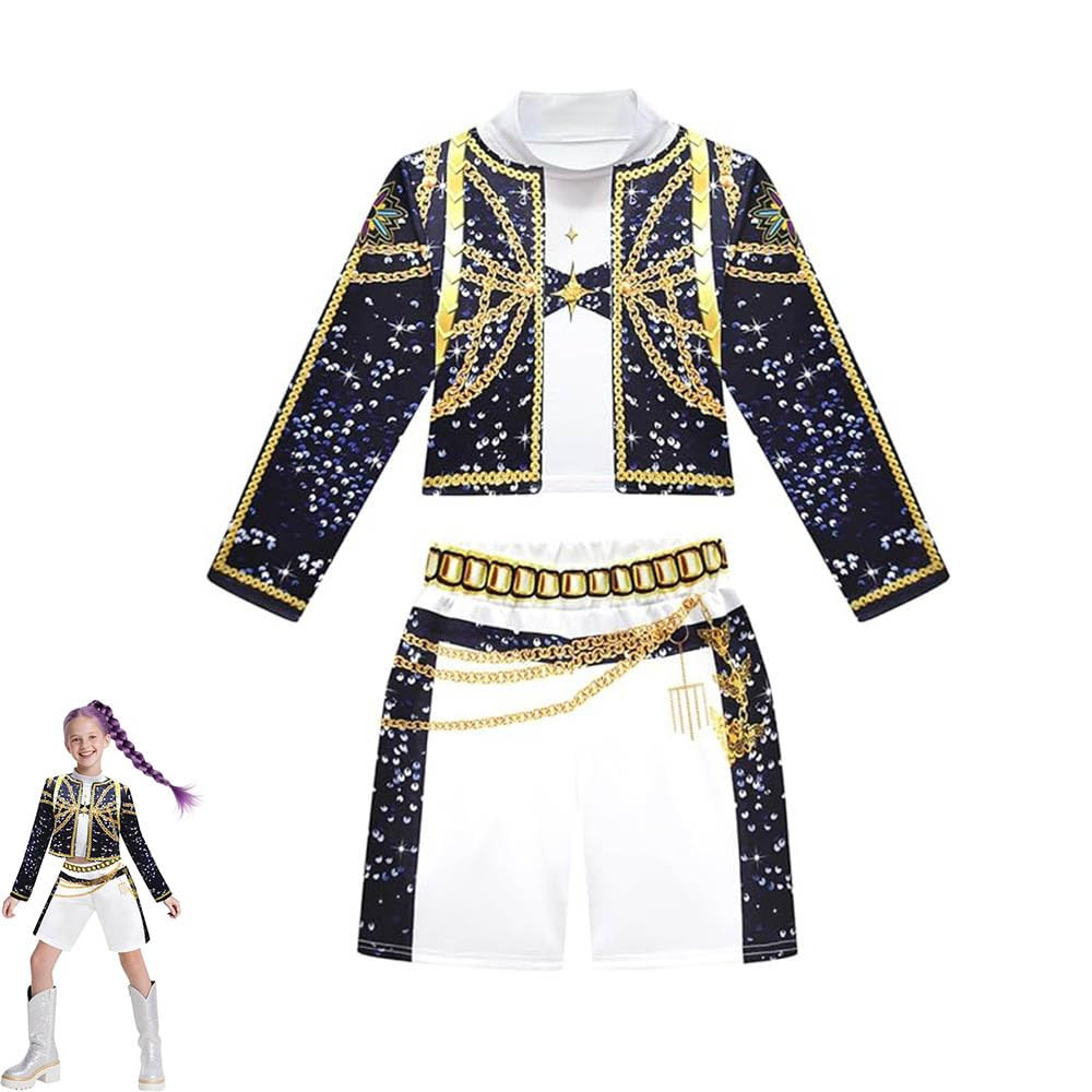 Kids Girls Pop Singer Costume 3-14 Years, Singer Wig, Toddler Halloween Cosplay Stage Clothes | Amazon (US)
