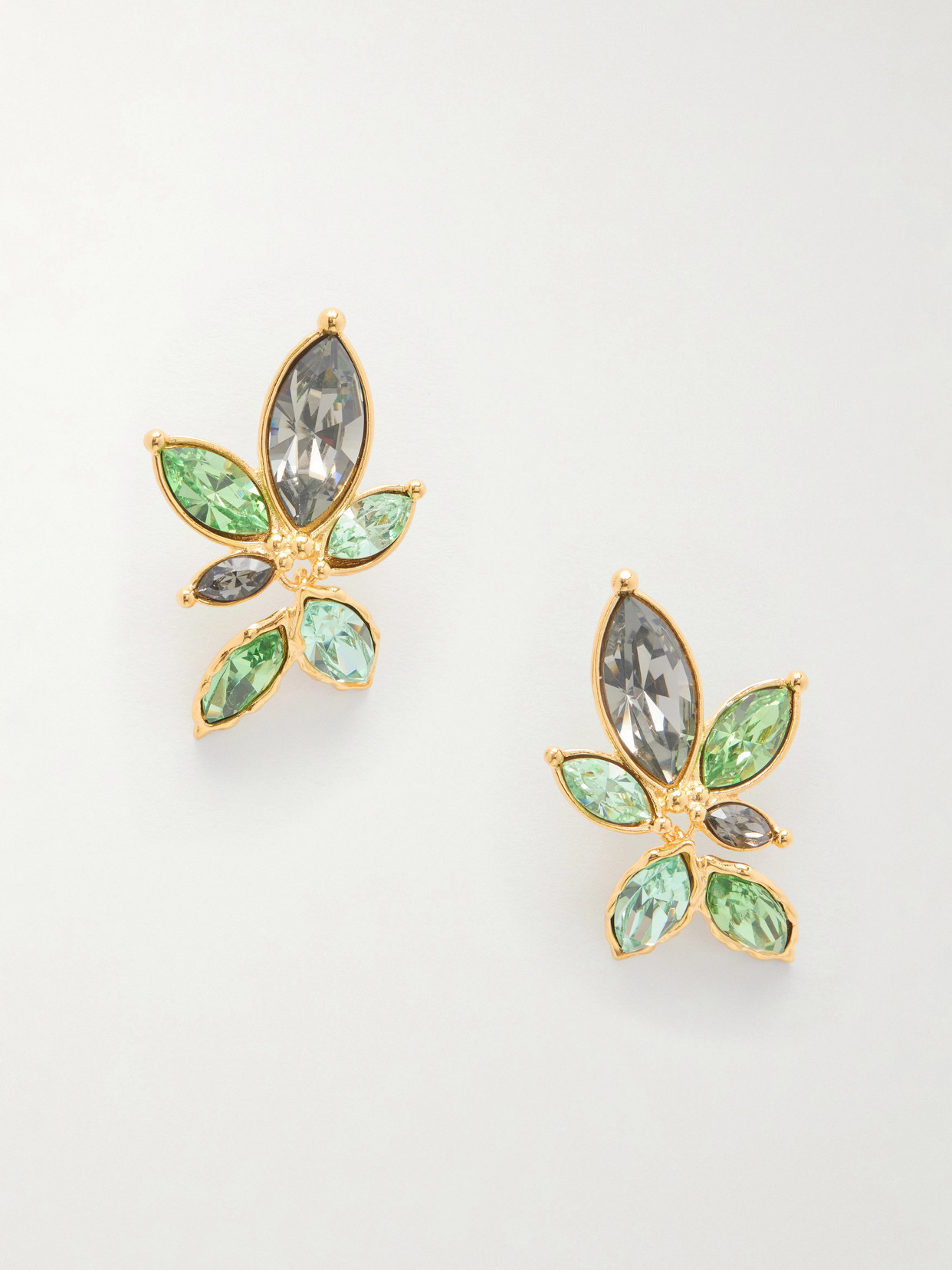 Oscar de la Renta - Navette Crystal-embellished Gold-tone Clip Earrings - Green | NET-A-PORTER (US)