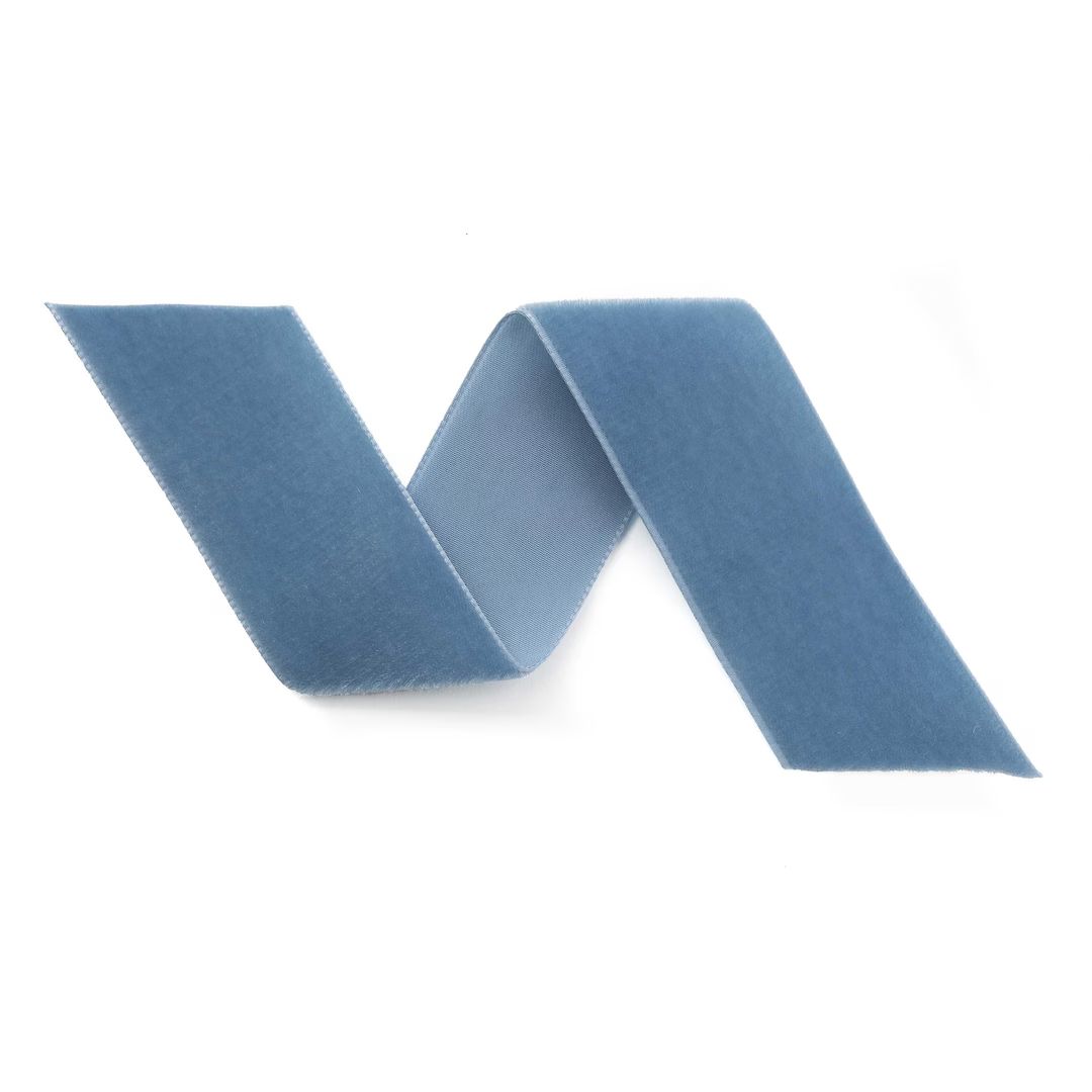Dusty Blue Swiss Velvet Ribbon By The Yard | Williamsberg Blue Wedding Velvety Trim | Antique Blue H | Etsy (US)
