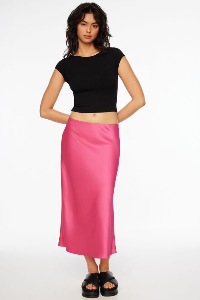 Melody Satin Slip Midi Skirt | Dynamite Clothing
