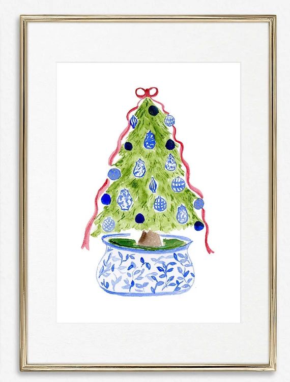 Instant Download Art  Christmas Tree Ginger Jar Print  | Etsy | Etsy (US)