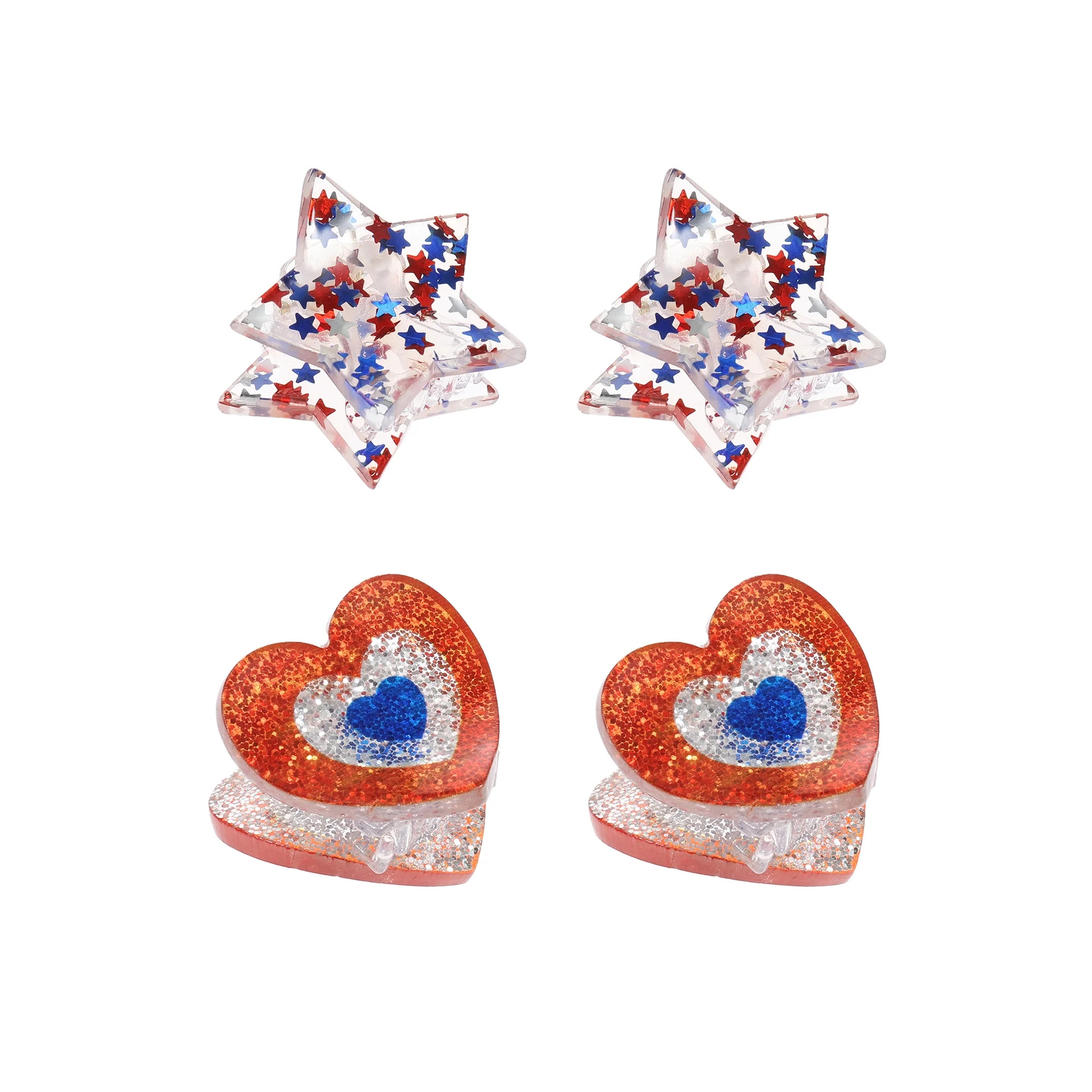 Way to Celebrate Americana Patriotic Mini Hair Clip Set - Walmart.com | Walmart (US)