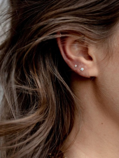 Cubic Zirconia Decor Stud Earrings For Women Bridal Wedding Fine Jewelry | SHEIN