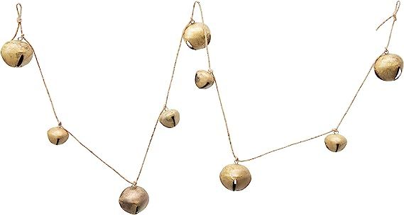 Creative Co-Op 76" L Jingle Bell, Gold Finish Metal Garlands, Multi | Amazon (US)